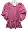 Gestuz Size 36 Pink Cotton Short Puff Sleeve Pleat Detail Gathered Peplum Top Pink / 36