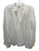 Giada Forte Size Est S White Cotton & Silk Semi Sheer Long Sleeve V Neck Top White / Est S