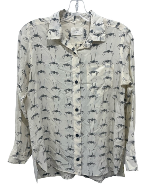 Billy Reid Size XS/S Brown & Blue Silk Leaf Print Sleeveless Button Up Top Brown & Blue / XS/S