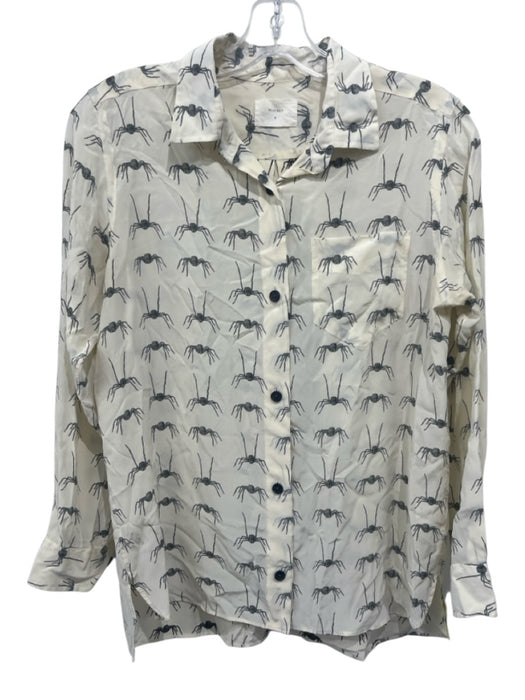 Billy Reid Size XS/S Brown & Blue Silk Leaf Print Sleeveless Button Up Top Brown & Blue / XS/S