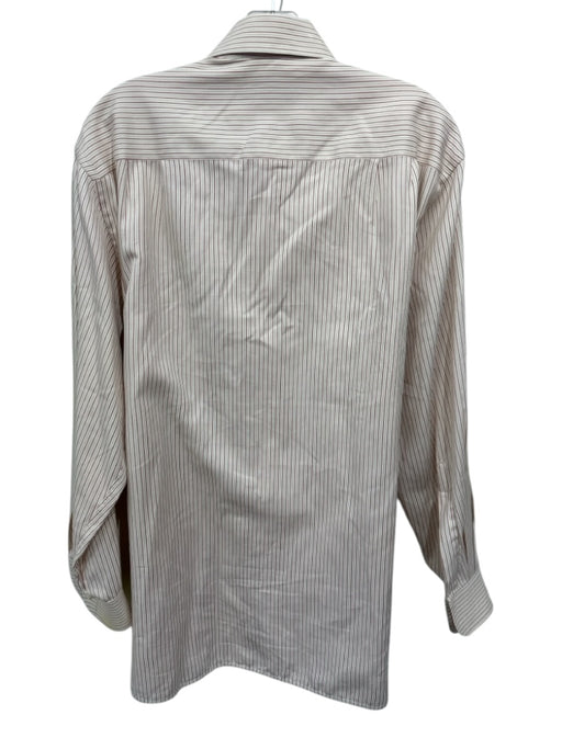 Zegna Size M Beige & Red Cotton Striped Button Up Men's Long Sleeve Shirt Beige & Red / M