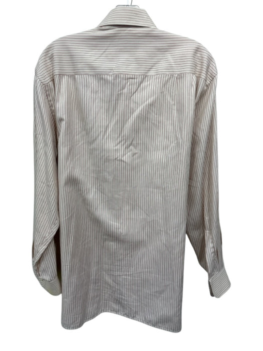 Zegna Size M Beige & Red Cotton Striped Button Up Men's Long Sleeve Shirt Beige & Red / M