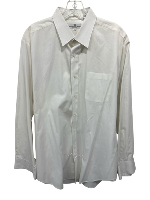 Pierre Balmain AS IS Size 17.5 White Cotton Solid Button up Long Sleeve Shirt White / 17.5