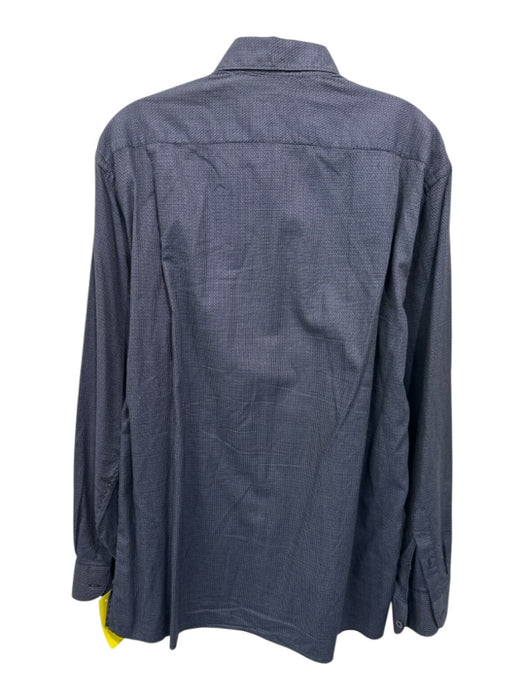 Canali Size L Blue Cotton Blend Micro Button up Men's Long Sleeve Shirt Blue / L