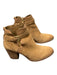 Sam Edelman Shoe Size 8 Beige Suede & Leather Gold hardware Zip Up Booties Beige / 8