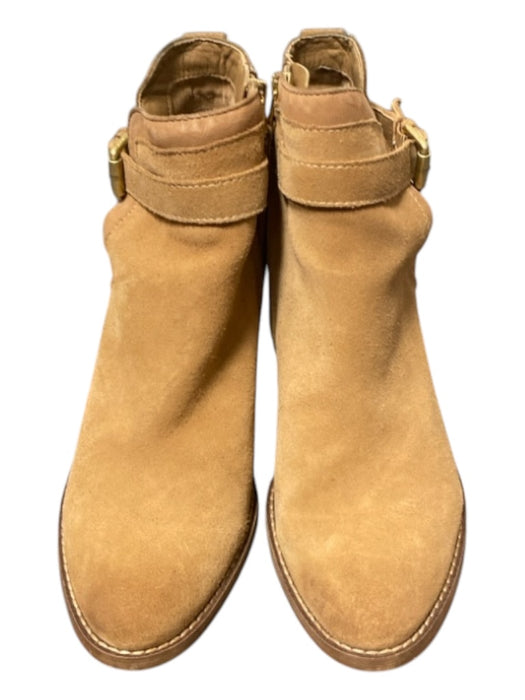 Sam Edelman Shoe Size 8 Beige Suede & Leather Gold hardware Zip Up Booties Beige / 8