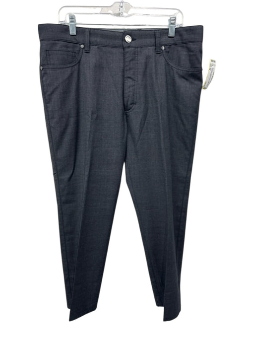 Zegna Size 38 Dark Gray Wool Blend Solid Dress Men's Pants Dark Gray / 38