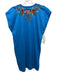 Johnny Was Size S Blue & Multi Cotton & Polyester Embroidered Floral V Neck Top Blue & Multi / S