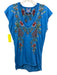 Johnny Was Size S Blue & Multi Cotton & Polyester Embroidered Floral V Neck Top Blue & Multi / S