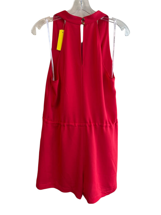 Karen Millen Size 6 Red Polyester Tie Waist solid color Wrap Front Romper Red / 6