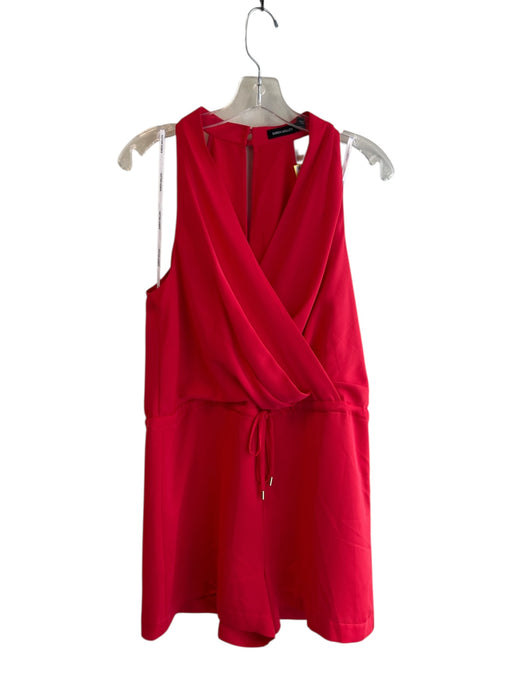 Karen Millen Size 6 Red Polyester Tie Waist solid color Wrap Front Romper Red / 6
