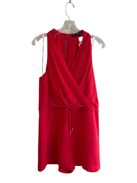 Karen Millen Size 6 Red Polyester Tie Waist solid color Wrap Front Romper Red / 6