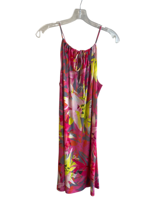 Trina Turk Size 2 Pink & Multi Polyester Spaghetti Strap Floral Print Dress Pink & Multi / 2