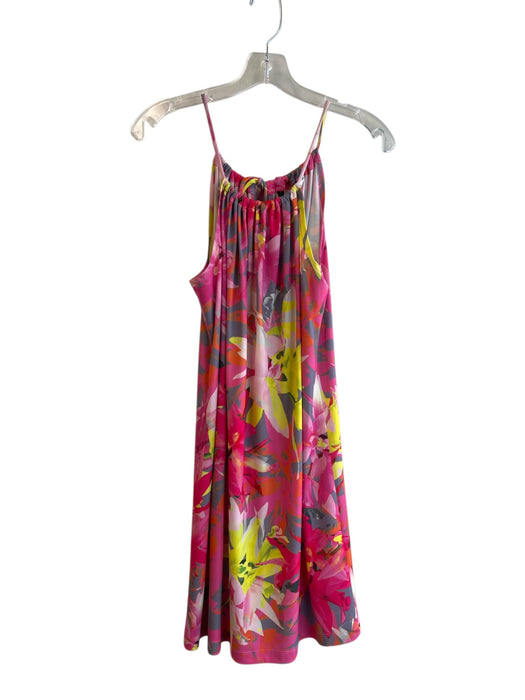 Trina Turk Size 2 Pink & Multi Polyester Spaghetti Strap Floral Print Dress Pink & Multi / 2