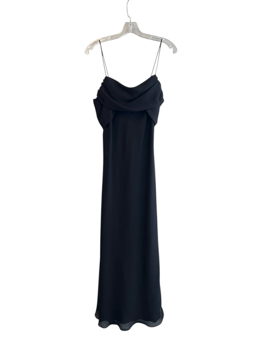 Betsey & Adam Size 12P Black Polyester Spaghetti Strap Solid Lined Gown Black / 12P
