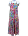 Vilagallo Size S Multi Cotton Abstract Floral Sleeveless Tie Detail Dress Multi / S