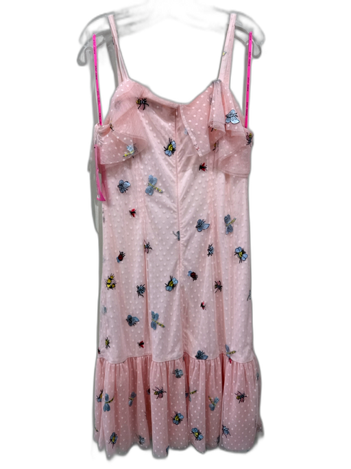 Betsey Johnson Size 14 Light Pink Polyester Mesh Overlay Embroidered Dress Light Pink / 14