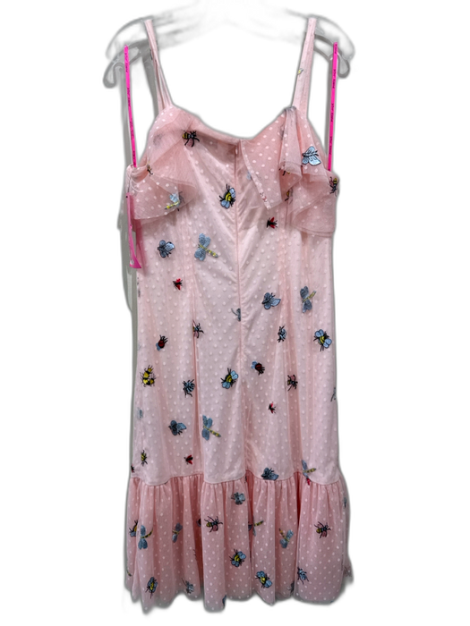 Betsey Johnson Size 14 Light Pink Polyester Mesh Overlay Embroidered Dress Light Pink / 14
