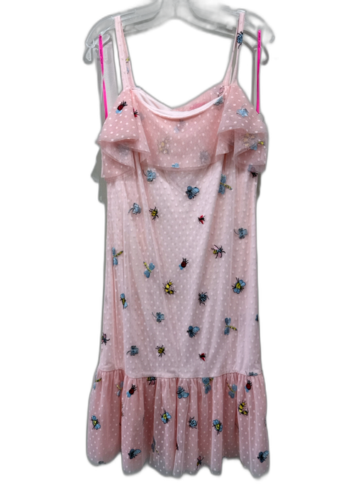 Betsey Johnson Size 14 Light Pink Polyester Mesh Overlay Embroidered Dress Light Pink / 14