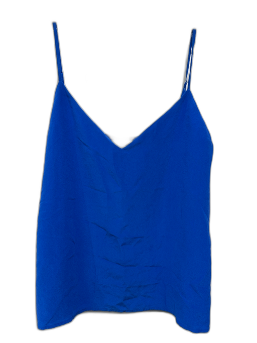 L'agence Size S Blue Silk Spaghetti Strap V Neck Slip Tank Top Blue / S