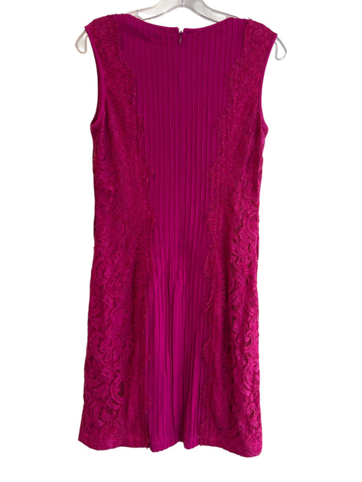 Tadashi Shoji Size L Pink Rayon Sleeveless Lace Overlay Round Neck Dress Pink / L