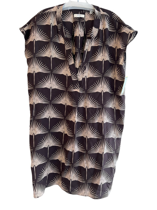 Billy Reid Size S Brown 100% Silk Cap Sleeve Shape V Neck Tunic Dress Brown / S