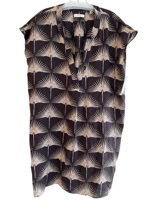Billy Reid Size S Brown 100% Silk Cap Sleeve Shape V Neck Tunic Dress Brown / S