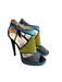 Jimmy Choo Shoe Size 41 Blue Yellow & Multi Leather open toe Back Zip Heels Blue Yellow & Multi / 41
