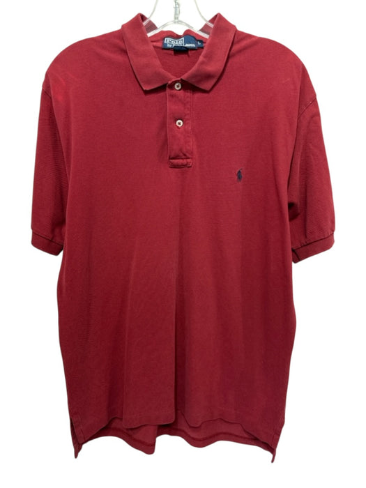 Polo Size L Dark Red Cotton Solid Polo Men's Short Sleeve Dark Red / L