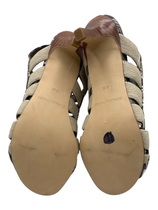 Donald Pliner Shoe Size 6 Beige, Brown & White Leather Upper Cage Sandals Beige, Brown & White / 6