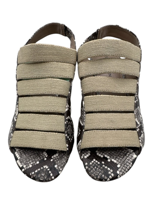 Donald Pliner Shoe Size 6 Beige, Brown & White Leather Upper Cage Sandals Beige, Brown & White / 6