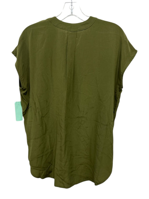 Billy Reid Size S Olive Green Silk Cap Sleeve V Neck Top Olive Green / S