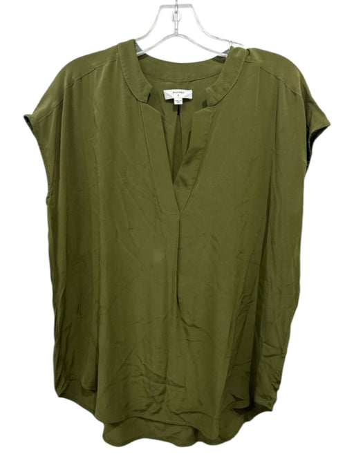 Billy Reid Size S Olive Green Silk Cap Sleeve V Neck Top Olive Green / S