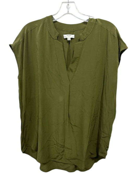 Billy Reid Size S Olive Green Silk Cap Sleeve V Neck Top Olive Green / S