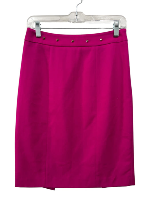 Loeffler Randall Size 8 Hot pink Wool & Silk Gold Tone Studs Side Zip Skirt Hot pink / 8