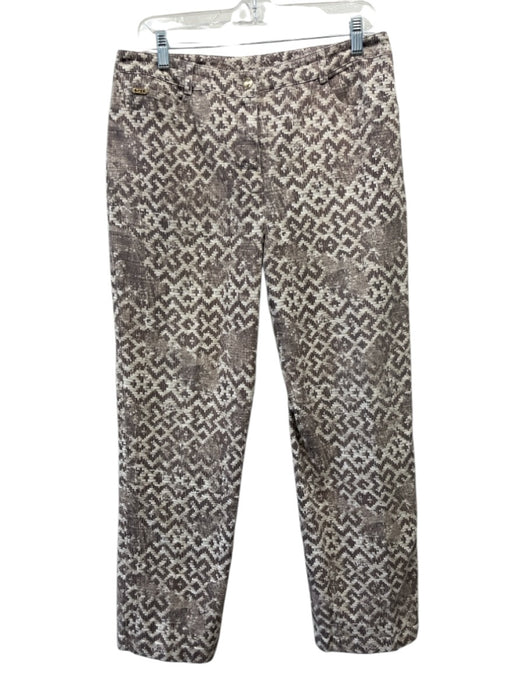 St. John Sport Size 12 Beige & Brown Cotton Blend Denim Woven Print Jeans Beige & Brown / 12
