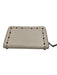 Coach Cream White Leather Mixed Metal Studs Zip Close Continental Wallets Cream White