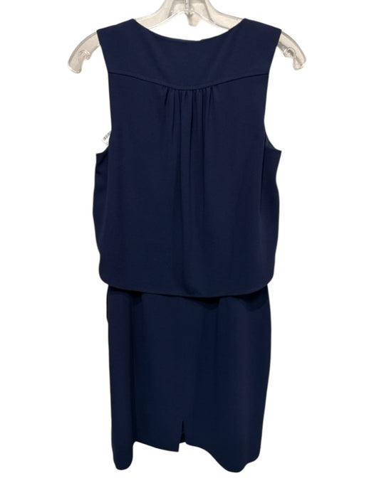Trina Turk Size 2 Navy Blue Polyester Sleeveless Wrap V Neck Pocketed Dress Navy Blue / 2