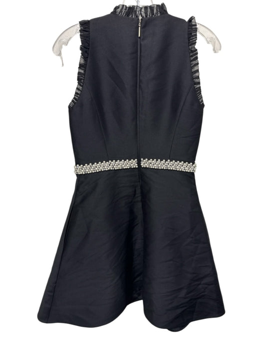 Kate Spade Size 4 Black & White Polyester Sleeveless Ruffle Trim Back Zip Dress Black & White / 4