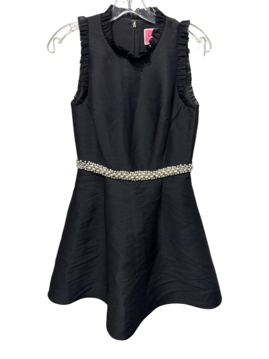 Kate Spade Size 4 Black & White Polyester Sleeveless Ruffle Trim Back Zip Dress Black & White / 4