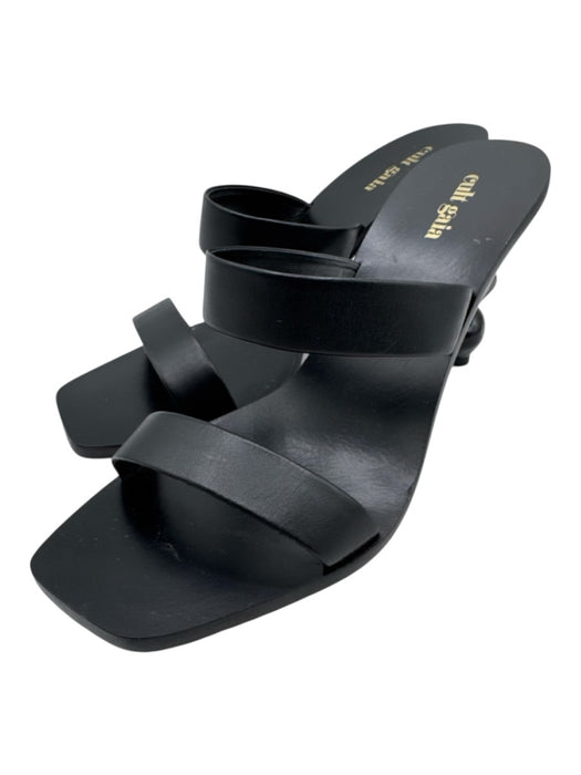 Cult Gaia Shoe Size 40 Black Leather Square Toe Abstract Heel Sandals Black / 40