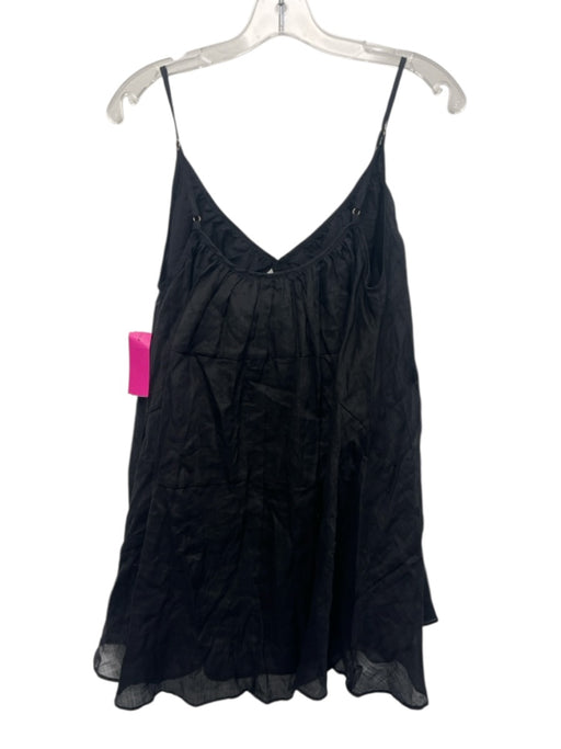 Dissh Size 4 Black Ramie Spaghetti Strap Tiered Mini Dress Black / 4