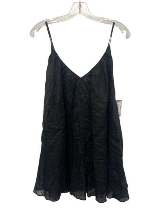 Dissh Size 4 Black Ramie Spaghetti Strap Tiered Mini Dress Black / 4