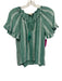 Tuckernuck Size S Green & White Rayon & Cotton Short Puff Sleeve Textured Top Green & White / S