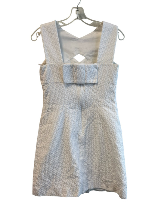 Milly Size 4 White Cotton Round Neck Back Zip Front & Back Keyhole Dress White / 4