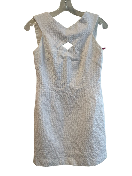 Milly Size 4 White Cotton Round Neck Back Zip Front & Back Keyhole Dress White / 4