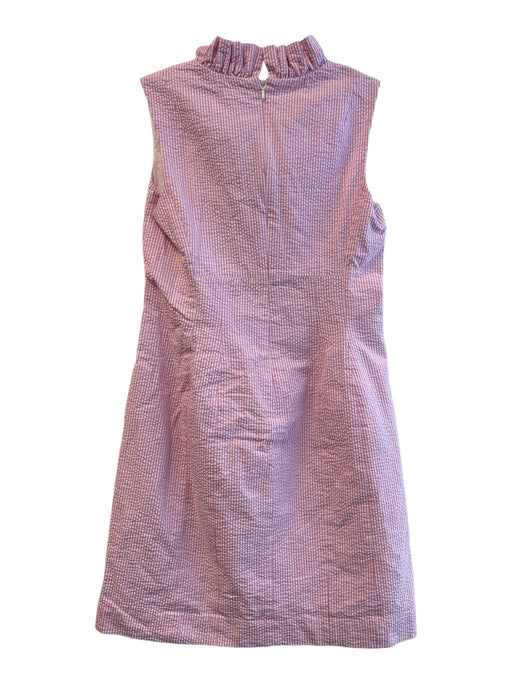 Lilly Pulitzer Size 0 Pink & White Cotton Seersucker Ruffle V Neck Stripe Dress Pink & White / 0