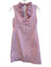 Lilly Pulitzer Size 0 Pink & White Cotton Seersucker Ruffle V Neck Stripe Dress Pink & White / 0