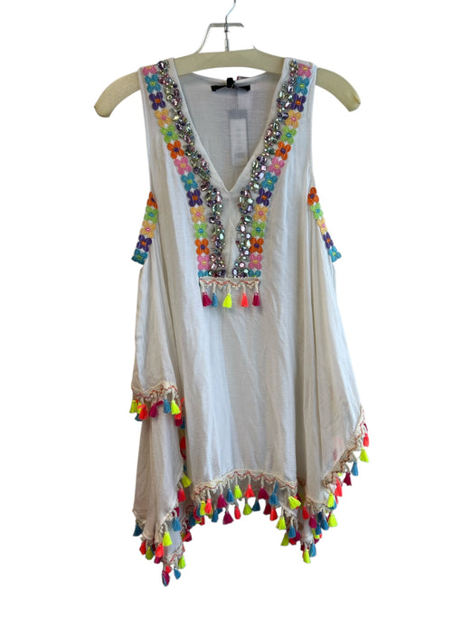 Romeo + Juliet Couture Size S White & Multi No Fabric Tag V Neck Beaded Top White & Multi / S