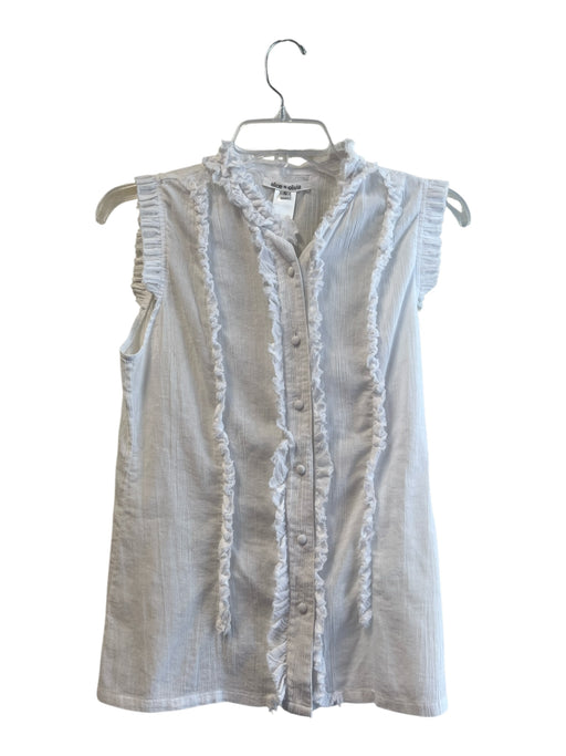 Alice & Olivia Size S White Cotton Sleeveless solid color Ruffle Detail Top White / S